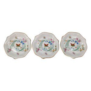 Vtg Lenwile Ardalt China Saucer LOT OF 3 White Multi Floral Gold Trim Floral